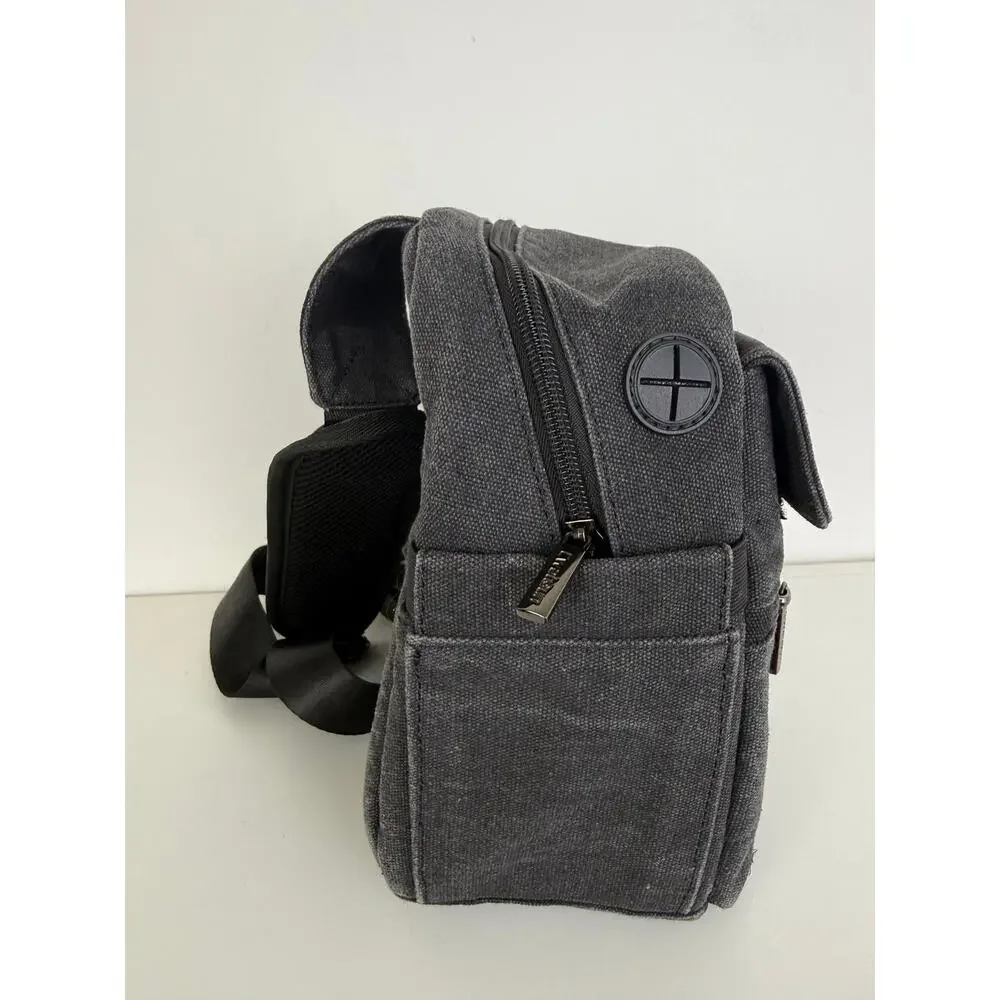 Cwatcun Camera Photography Canvas Water Resistant DSLR Sling Bag Black Small